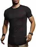 Leif Nelson Herren T-Shirt Sommer Rundhals-Ausschnitt (Schwarz, Größe M), Regular Fit 100% Baumwolle, Basic Männer Kurzarm