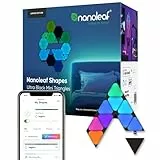 Nanoleaf Shapes Ultra Black Mini Triangle Erweiterungspack, 10 zusätzliche Mini Dreieckigen LED Panels - Smarte Modulare RGBW WLAN 16 Mio. Farben Wandleuchte Innen, Musik Sync, Funktioniert mit Alexa