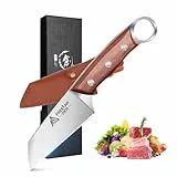 Freelander Scharfes Ausbeinmesser Küchenmesser Fleischmesser, Profi Messer Kochmesser Hackmesser, Grillmesser mit Holzgriff, Outdoor Survival Wikinger Messer mit Holster für Camping, Grill