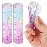 Grevosea 2 Stück Flexibles Lineal Bunt Weich Lineale 15cm Buntes Weiches Kunststoff Lineale Weiches Biegbares Lineal für Schule Klassenzimmer Büro,Kinder und Erwachsene