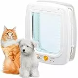 Ferplast Katzenklappe, Hundeklappe, katzenklappe große katzen, Kleine Hundetür, 4-wege steuerbarer Ein- und Ausgang, Pendeltür mit Schutz vor Zugluft, SWING 9 Haustierklappe, Weiß