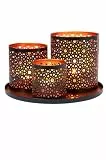 Orientalisches Windlicht-Set -5- modern aus Metall in Schwarz 25 cm