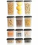 Hausfelder Vorratsdosen mit Deckel Luftdicht | 24er Vorratsbehälter-Set | Wasserdicht | BPA-frei | Aufbewahrungsbox Küche | 24-teiliges Set (12 Dosen mit Deckel)