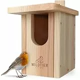 wildtier liebe Vogel Nistkasten Rotkehlchen aus Massiv-Holz, Verschraubt I Nistkästen nach NABU für Vögel, Nistkasten Rotkehlchen, Vogelhaus Brutkasten für Vögel, Wetterfest