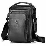 BAIGIO Leder Umhängetasche Herren Schultertasche Vintage Männer Tasche Crossbody Bag Herrentasche zum Umhängen Ledertasche mit Verstellbarem Gurt für Business Arbeit Reise