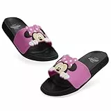 Disney Zehentrenner Badelatschen Kinder mit 3D-Desig, Schlappen für Strand, Schwimmbad - Geschenke für Mädchen (Schwarz/Rosa Minnie, 24-25 EU)