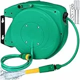 tectake® Schlauchtrommel Wandmontage, Gartenschlauch 1/2 Zoll, Wasserschlauch Aufroller, Schlauch Trommel mit Einzugsautomatik, Schlauchrolle, Wasserschlauchtrommel, Sprühschlauch, Hose Reel - 10m