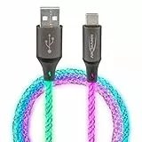 ANSMANN Ladekabel 100 cm USB-A auf USB Typ C mit coolem, pulsierendem LED-Licht/Ruhiger Farbwechsel, ganz ohne störendes Blinken/Echter Hingucker für Gamer, Kfz Innenraum, Schlafzimmer
