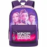 Get Trend Huntrix Kpop Demon Hunters Rucksack Kinder, Leicht, Weich Gepolstert & Verstellbarer Riemen, Anime Kinderrucksack für Schule, Sport, Freizeit, Anime Geschenk für Mädchen (Lila/Rosa)