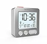 Technoline WT 265 Funkwecker DCF77 mit Temperaturanzeige | Datum | Schlummerfunktion | Hintergrundbeleuchtung | 12/24h Anzeige | Wecker mit großem Display | Silber