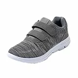 JOMIX Herren Sportschuhe mit Klettverschluss Leichte Turnschuhe Atmungsaktiv Laufschuhe Sneaker Walking Fitness Freizeitschuhe (Grau, 42 EU)
