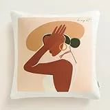 ROOM99 Be My Art 40 x 40 cm Zierkissenbezüg Kissenbezüg Kissenhüll Dekorative Dekokissen Wurfkissenbezug Deko Aesthetic Modern Schlafzimmer Wohnzimmer Creme Femme,1 Stück