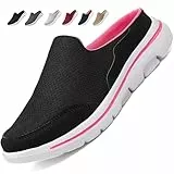 Acfoda Mesh Clogs Hausschuhe Damen Leichte Slip on Pantoletten Sommer Atmungsaktive rutschfeste Gartenschuhe Freizeit Sabots Schwarz 42
