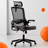 Tweakio Bürostuhl Ergonomisch, S-förmiger Schreibtischstuhl mit Verstellbaren Armlehnen, Ergonomischer Bürostuhl, Office Chair 90°Flip-Up Armlehne, Extra Breites Kissen Büro Stuhl & Gaming Stuhl