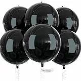 PartyWoo Luftballons Schwarz, 6 Stück Folienballons Schwarz, 22 Zoll Riesige 4D Folienballons Rund, Luftballons Groß, Folienballons für Geburtstagsdeko, Hochzeitsdeko, Partydeko (Rund, Schwarz)