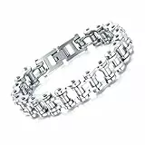 vissen Silber Motorrad Kette Armband Biker Armband Herren Edelstahl Punk Armbänder Verstellbar Männer Gliederarmband Armreif Handgelenk Geschenk