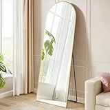 SONGMICS Ganzkörperspiegel, 160 x 50 cm, gewölbter Standspiegel, Rahmen aus Aluminiumlegierung, Hartglas, für Schlafzimmer, Wohnzimmer, Garderobe, blassgold LFM031A01