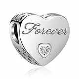 LaMenars I Love You Liebe Herzbecher Charms Anhänger 925 Sterling Silber für Armbänder und Halsketten (“I Love You Forever” Kristall)
