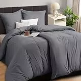 Utopia Bedding Bettwäsche 135x200 4teilig - Mikrofaser 2 Bettbezug 135x200 cm + 2 Kissenbezüge 80x80 cm - Grau