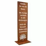 Rostikal Gartenschild Familie - 55 cm - Handgefertigtes Edel-Rost Metallschild aus Cortenstahl - Robust & Wetterfest - Liebevolle Deko für Wohnzimmer, Garten, Balkon, Terrasse