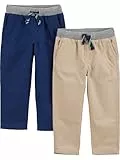 Simple Joys by Carter's Baby-Jungen 2-Pack Pull On Pant Unterhose, Helles Khakibraun/Marineblau, 4 Jahre (2er Pack)