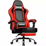 minnouat Gaming Stuhl Ergonomischer mit Fußstütze, Gaming Chair Bürostuhl 150 kg Belastbarkeit, Gamer Stuhl aus Kunstleder, Höhenverstellbarer PC Zockerstuhl für Jugendliche Erwachsene, Rot