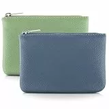 TIESOME 2Pcs Lychee Muster Münze Geldbeutel, PU Reißverschluss Münze Geldbeutel Portable Münze Geldbeutel Mini Change Wallet für Frauen Münzfach Mini Geld (Blau Grün)