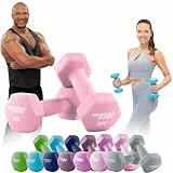 Miweba Sports Neopren Hantelset NKH100 | 𝐏𝐫𝐨𝐟𝐢 Hantel - Hexagon Hanteln Set - Kurzhanteln - Kurzhantel Set - Gymnastikhanteln - Hantel Set - Dumbbell - 0,5-10 Kg (2X 3.0 kg, Rosa)