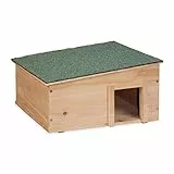 Relaxdays Igelhaus, Holz, Igelhotel mit Boden, 2 Kammern, Winterquartier für Igel, Garten, HBT: 21,5x40x40 cm, hellbraun