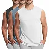 KOG 3er Pack Unterhemd Herren Tank Top Sport Tanktop Sommer Sportshirt Ärmelloses T-Shirts Einfarbige Tshirts Baumwolle Shirt Teenager T-Shirt Lose Tops Weiß Blau Dunkelgrau M