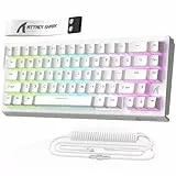 MAMBASNAKE x Attack Shark X68HE Mechanische Tastatur mit Magnetschalter und Rapid Trigger, 0,01mm Einstellbare Betätigung,Kabelgebundene 60% Gaming-Tastatur mit Spiralkabel, 8000Hz, RGB(Weiße)