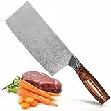 Home Safety Damastmesser Scharfes Damast Kochmesser - Profi Fleischmesser aus echtem Damaststahl für Küche - Handgeschmiedetes Hackmesser, rutschfeste Pakkaholz Griff + Geschenkbox
