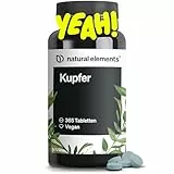 Kupfer – 365 vegane Tabletten – 2mg Kupfer pro Tagesdosis – geschmacksneutral, hochdosiert, ohne unnötige Zusätze – in Deutschland produziert & laborgeprüft