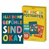 Rüsselfuchs Positive Sprüche Postkarten - 30 Stück Mutmacher-Karten - 15 Motive, jedes Motiv doppelt - Affirmationskarten DIN A6 bunt