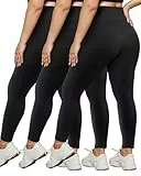 HLTPRO 3er-Pack Leggings in Übergröße für Damen (Größe XL – 4X), hohe Taille, dehnbar, weiche Hose für Workout, Laufen, Yoga, Schwarz / Schwarz, XXX-Large Mehr