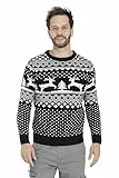 BlauerHafen Men's Christmas Sweater,Crew Neck Warm Knit Pullover for Christmas Warm Knit Sweater Reindeer Long Sleeve Festive Winter Xmas Jumper (Black, S)