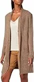 ONLY Damen Lange Strickjacke mit Taschen | Stretch Casual Langarm Gerippt | Open Cardigan Noos ONLJADE, Farben:Hellbraun, Größe:M