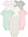 Simple Joys by Carter's Baby Mädchen 6-Pack Short-Sleeve Bodysuit Body, Mehrfarbig/Dinosaurier/Floral/Früchte/Herzen/Waldtiere, Frühchen (6er Pack)