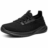 URDAR Sneaker Herren Laufschuhe Walkingschuhe Turnschuhe Leichte Fitnessstudio Sneaker(Schwarz Sport,42EU)