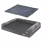 BingoPaw Orthopädisches Hundebett Grosse Hunde: XXL Hundesofa Hundekorb mit Schaumkissen, Waschbar Abnehmbar Flauschig rutschfest Hundebetten Grau 120x90x20 cm