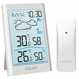 BALDR Weather Station with Outdoor Sensor, Digital Thermometer, Hygrometer, Indoor and Outdoor Room Thermometer, Hydrometer, Humidity with Weather Forecast, Alarm Clock