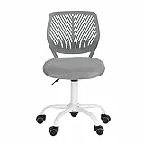 Homy Casa Schreibtischstuhl Verstellbarer Drehstuhl Bürostuhl Stoffsitz Ergonomischer Arbeitsstuhl ohne Armlehne, Grau
