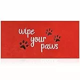 HLFMVWE Welcome Fußmatten für den Hauseingang, lustige DOO rmats Wipe Your Paws Matte, Willkommensmatten für Haustür, rutschfeste Gummimatte für Hunde-Fußmatte, Rot, 120 x 45 cm