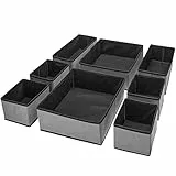Puricon 8er-Set Aufbewahrungsbox Stoff Schubladen-Organizer Ordnungssystem für Kleidung faltbare Aufbewahrungskisten Set Boxen für Kleiderschrank Schlafzimmer -Grau