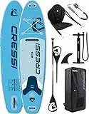 Cressi seit 1946 - Ultra Isup Kayak Set - Aufblasbares SUP Board mit Sitz Erwachsene Große Stabilität Strapazierfähigkeit Komplett Zubehör Paddel Flosse Pumpe Tasche - Hellblau_320x81x8 cm Max 130 kg
