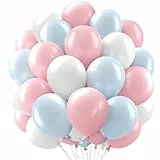 Ovanda 50 Stück Blau Rosa Weiß Luftballons, Rosa Blaue Ballon Bogen, Helium Ballons Pastell Blau Rosa,Gender Reveal Latex Ballons,Luftballons Girlande,Bunte Luftballon Aus Latex,Braut Geburtstag,Taufe