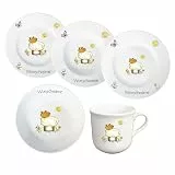 Kindergeschirr personalisiert - Kinderservice 5-tlg. Kinder Service Set aus Porzellan Teller Becher Schale personalisierbar mit Wunschname Name Kindergeschirr mit Namen personalisiert (Lamm)
