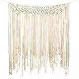 tarumedo Makramee Wandbehang Dekoration Handmade Baumwolle Woven Wandteppich Böhmische Wanddeko Wandteppich Türvorhang für Wohnzimmer Schlafzimmer Hochzeit Wohnung Dekoration, 115 x 100cm