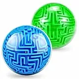 3D Maze Labyrinth Kugel 2 Stück, 3D Puzzle Labyrinth Spiel, Kugellabyrinth Spielzeug Puzzle Ball Geschicklichkeitsspiel für Kinder ab 3 4 5 6+ Jahren Mädchen IQ Spiele Geschenke (Blau+Grün)