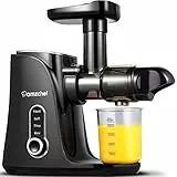 AMZCHEF Entsafter Gemüse und Obst mit 2 Geschwindigkeitsmodi - Entsafter Slow Juicer mit Tragbare Flasche und 2 Tassen - BPA freie Cold Press Juicer - Schwarz